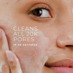 Close-up of gel transforming into foam for gentle cleansing.