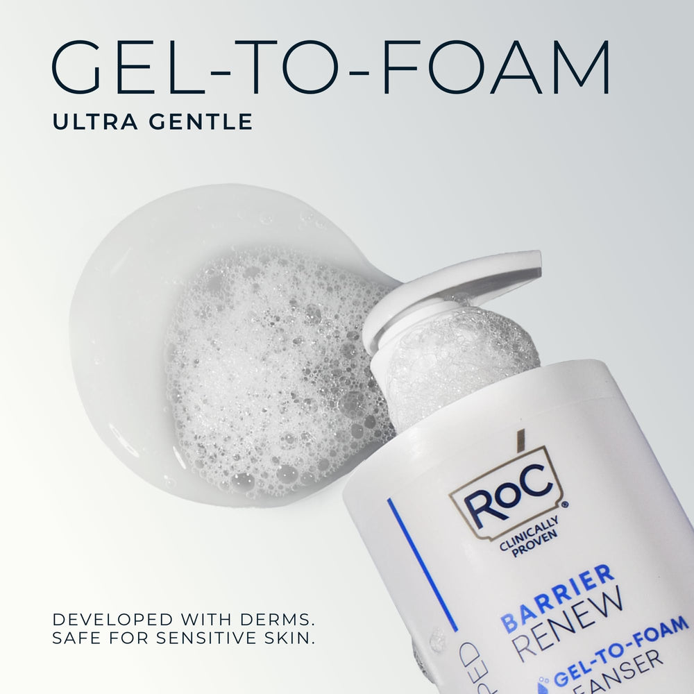 RoC Barrier Renew with ceramides and glycerin for balanced skin.