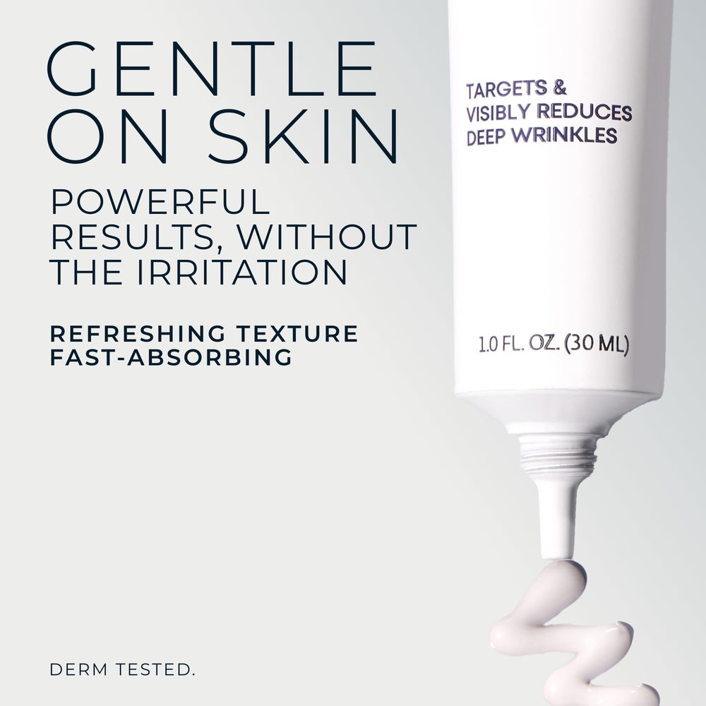 Ingredients highlight retinol complex and hyaluronic acid for hydration