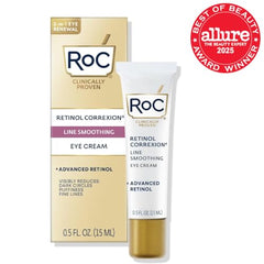 RoC crema de ojos retinol aplicada en la zona ocular con precisión