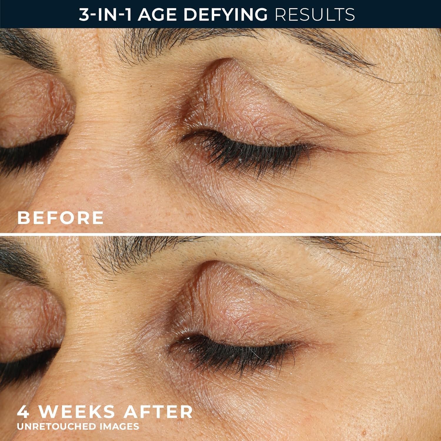 Gota de RoC crema de ojos retinol sobre el dedo para dosis