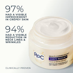 RoC Crepe Repair application on face provides instant plumping and smoothing.