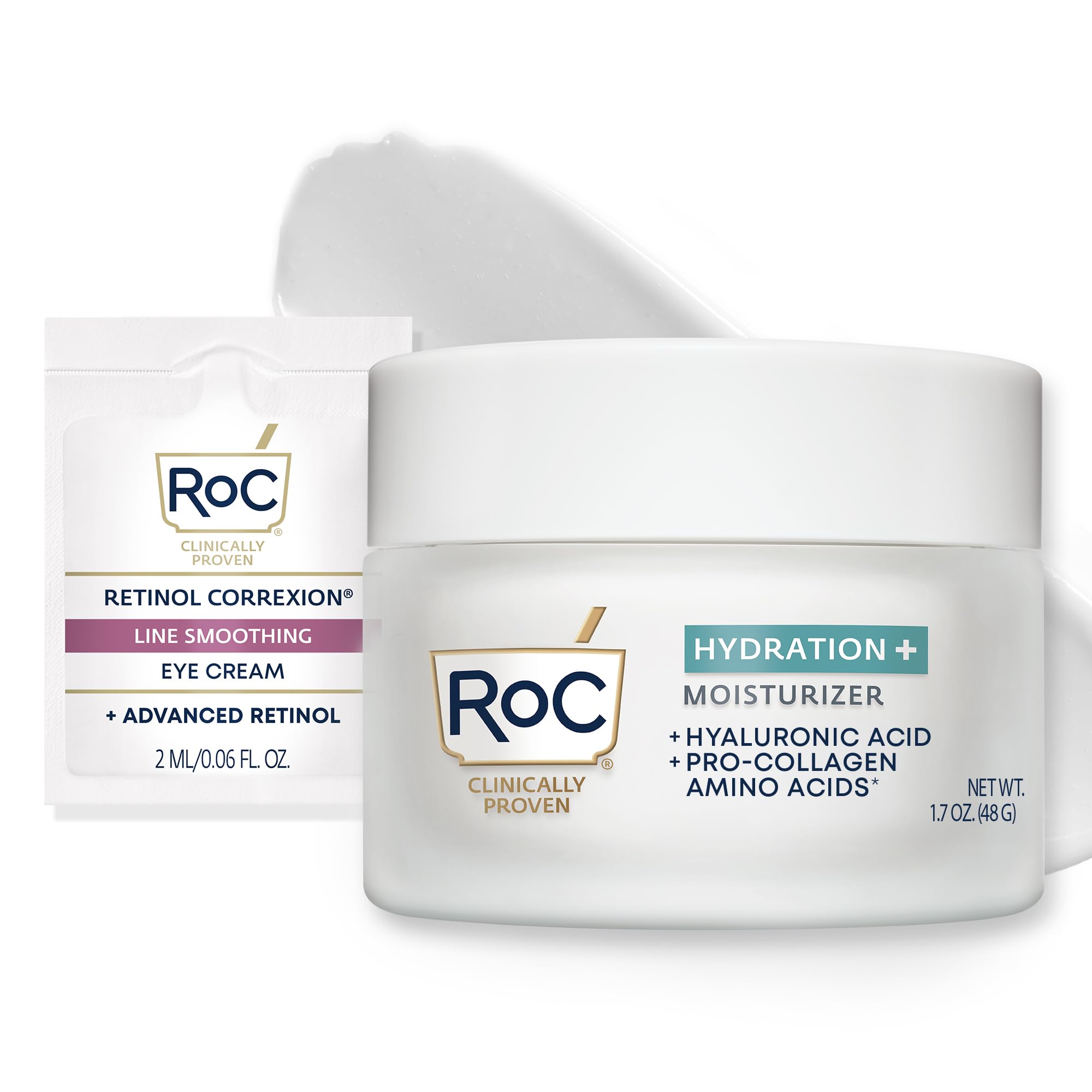 RoC Hydration+ moisturizer jar close-up showing fragrance-free hydration for sensitive skin