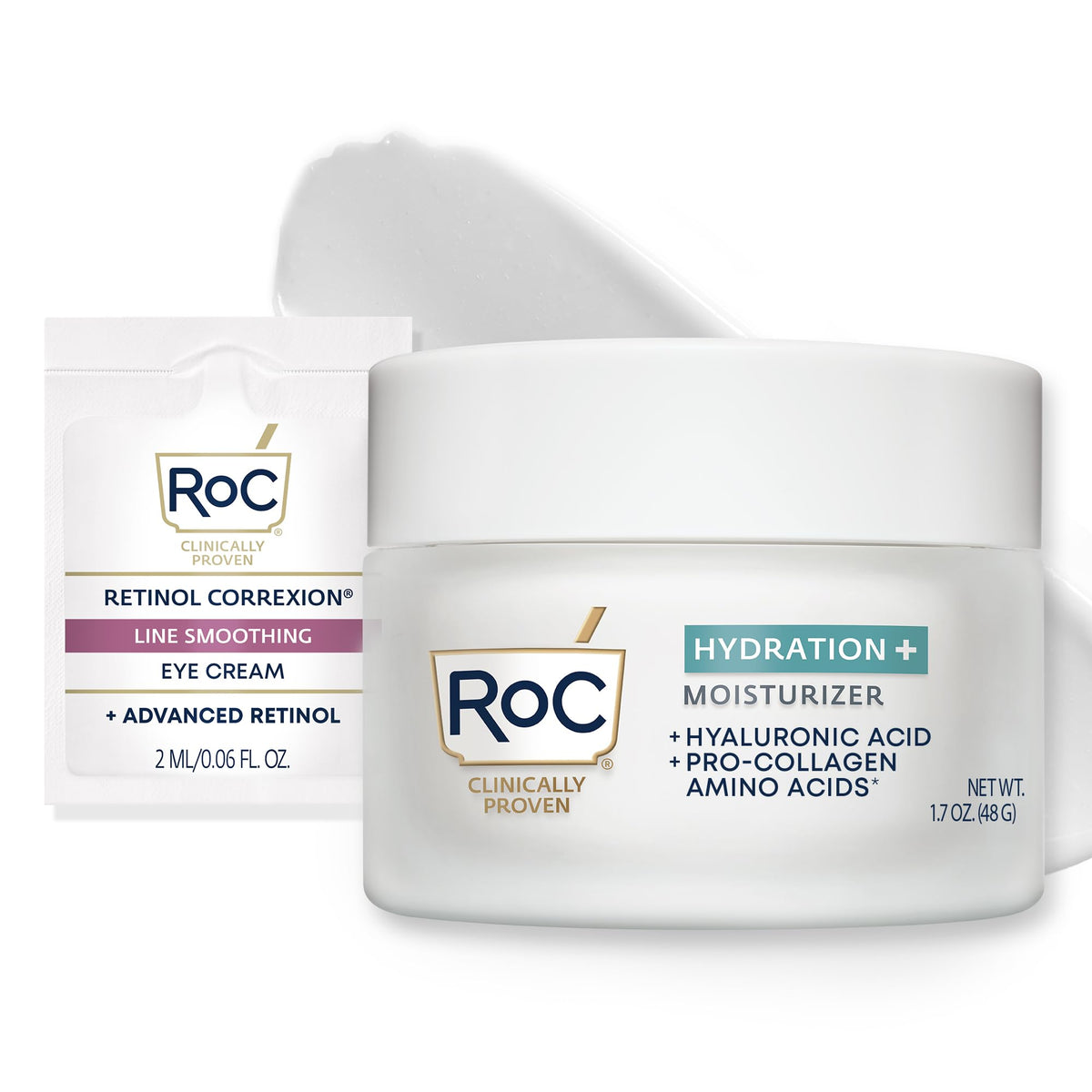 RoC Hydration+ moisturizer jar close-up showing fragrance-free hydration for sensitive skin