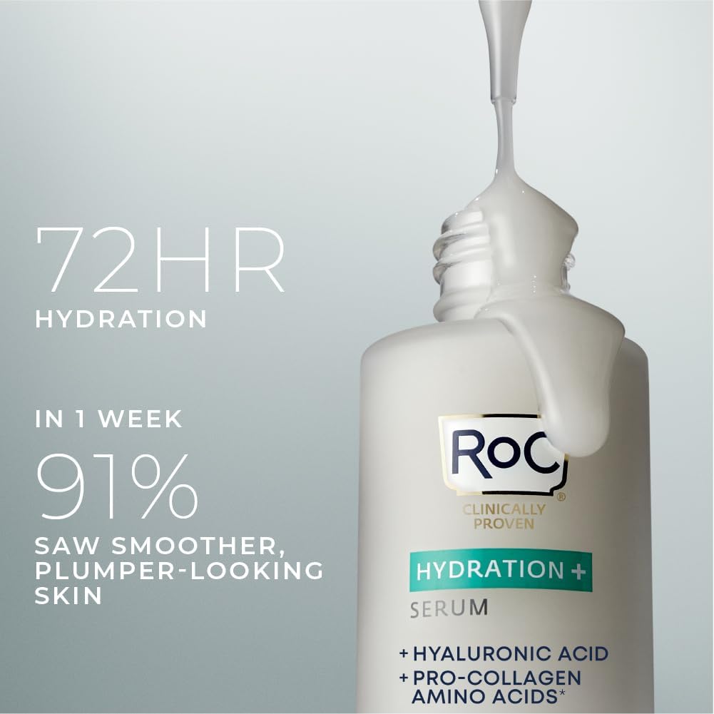 RoC Hydration+ Serum texture swirl highlights smooth, fast-absorbing formula