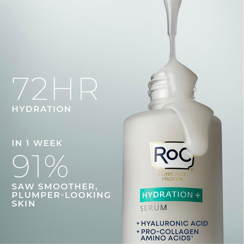RoC Hydration+ Serum texture swirl highlights smooth, fast-absorbing formula