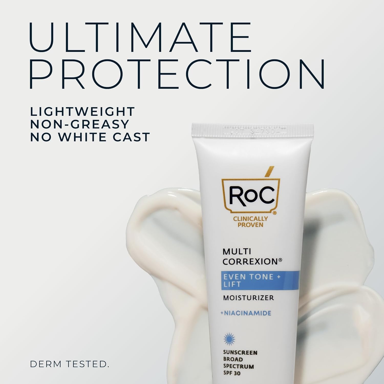 RoC Multi Correxion SPF 30 daily moisturizer tube delivers lightweight, non-greasy protection.