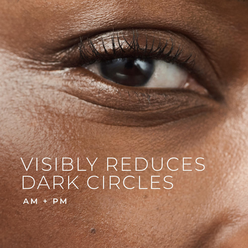 Close-up of RoC eye cream application showing creamy texture
