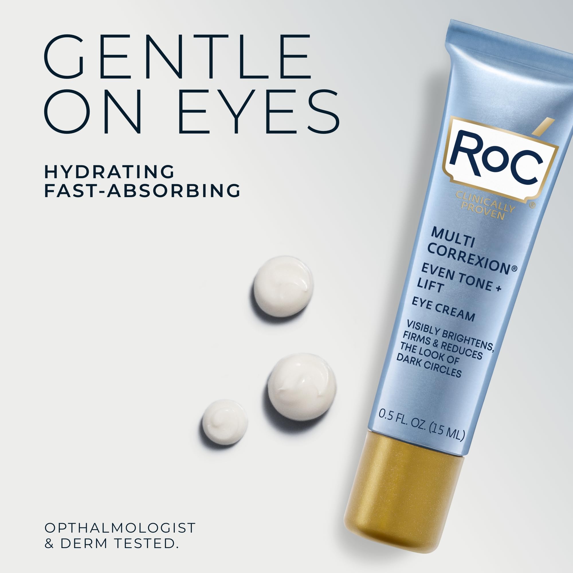 RoC eye cream jar close-up highlighting creamy moisturizing formula