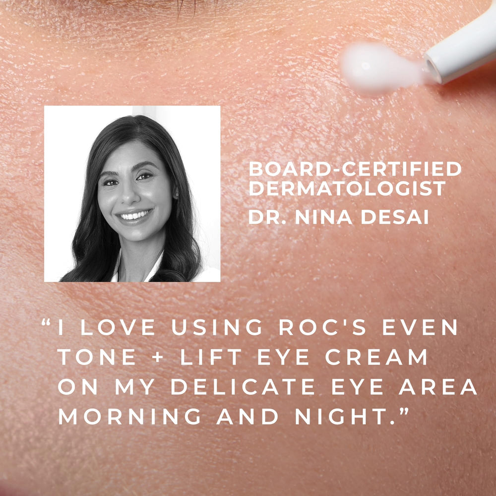 RoC under-eye care product being applied to the orbital area