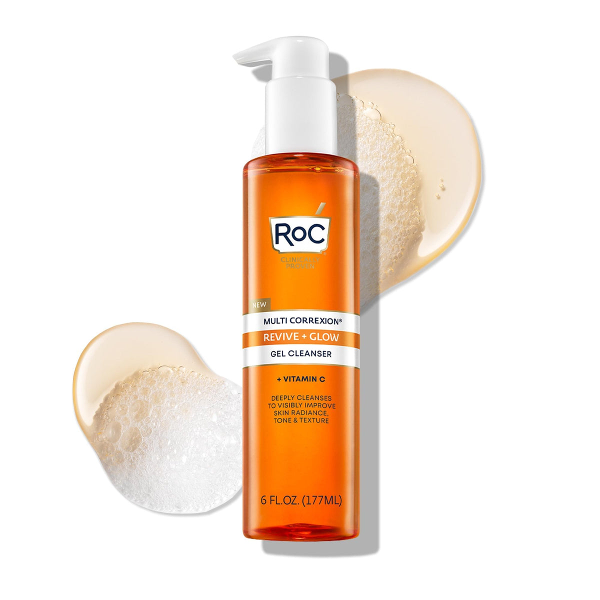 RoC Multi Correxion Revive + Glow, limpiador gel con vitamina C para iluminar la piel.