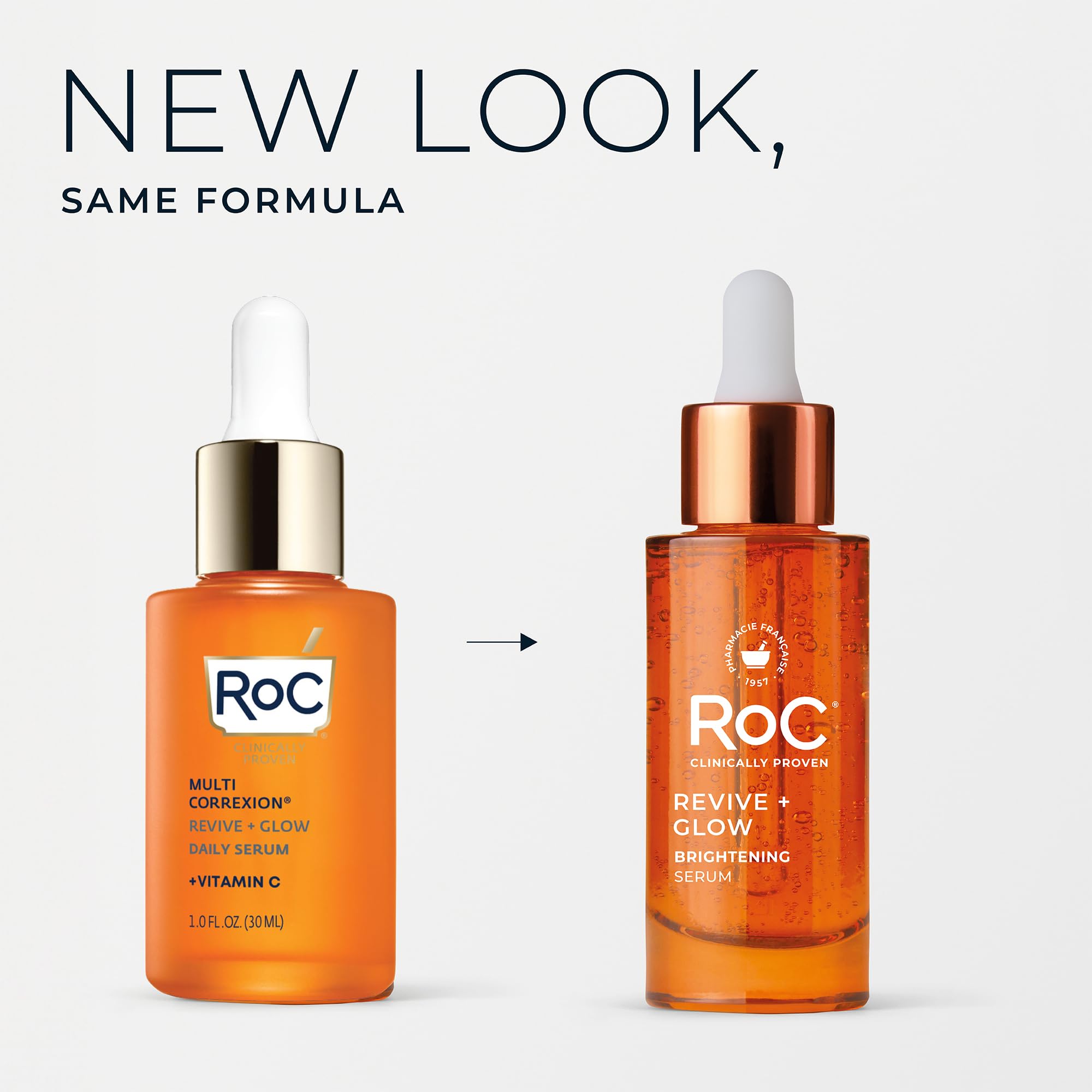 RoC serum application close-up illustrating fast-absorbing texture.