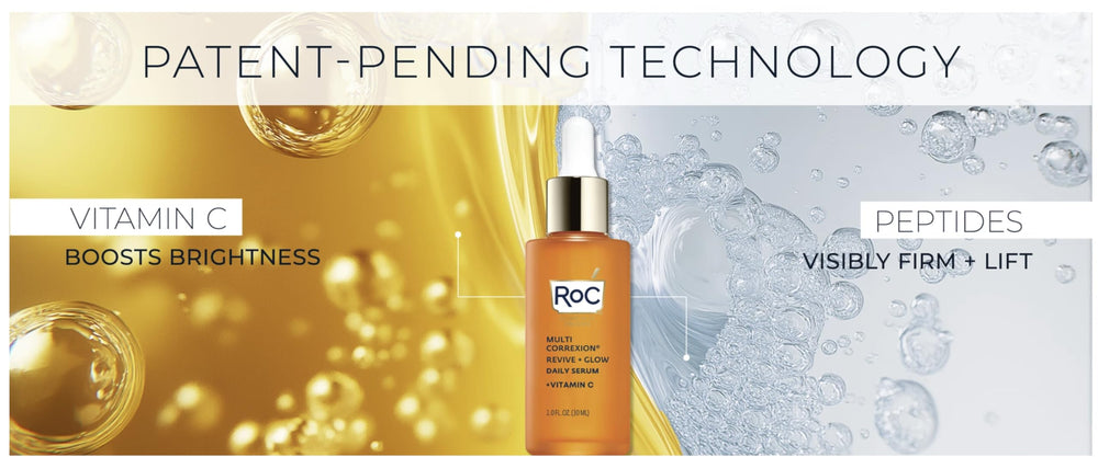 Hands applying RoC serum set for daily skincare routine