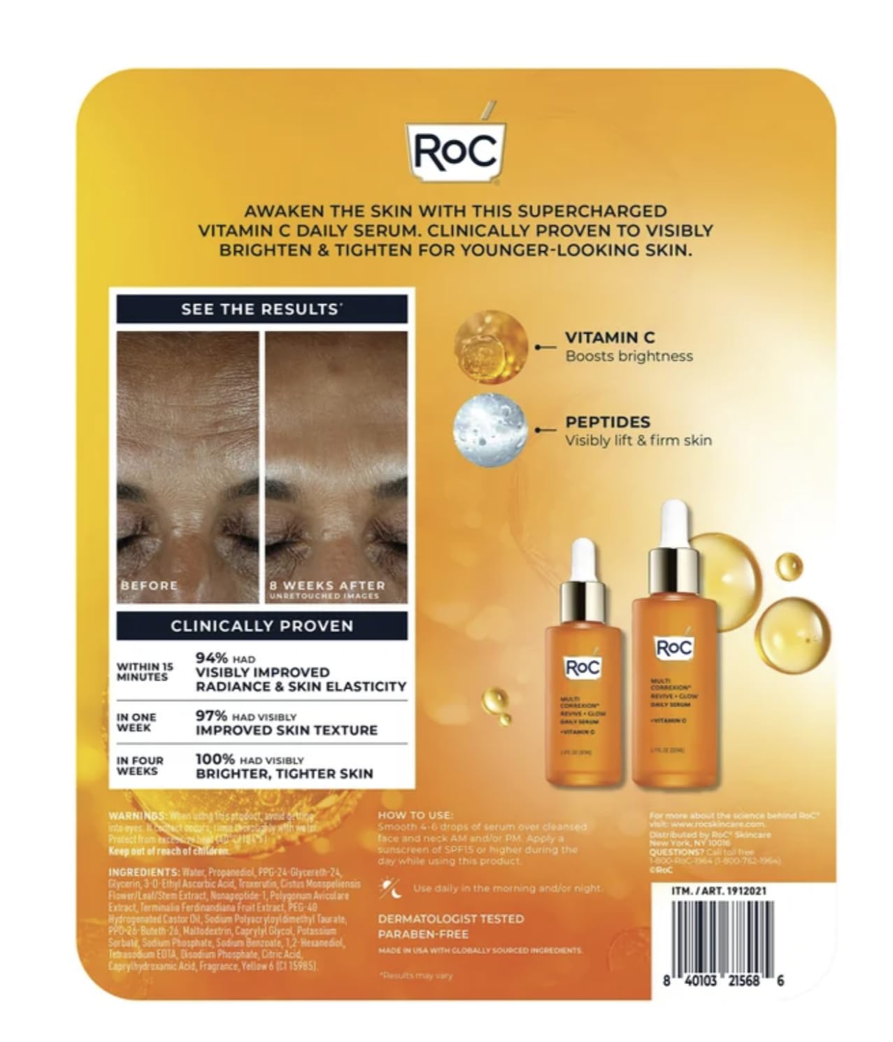 Open RoC box reveals dual serums ready for daily use