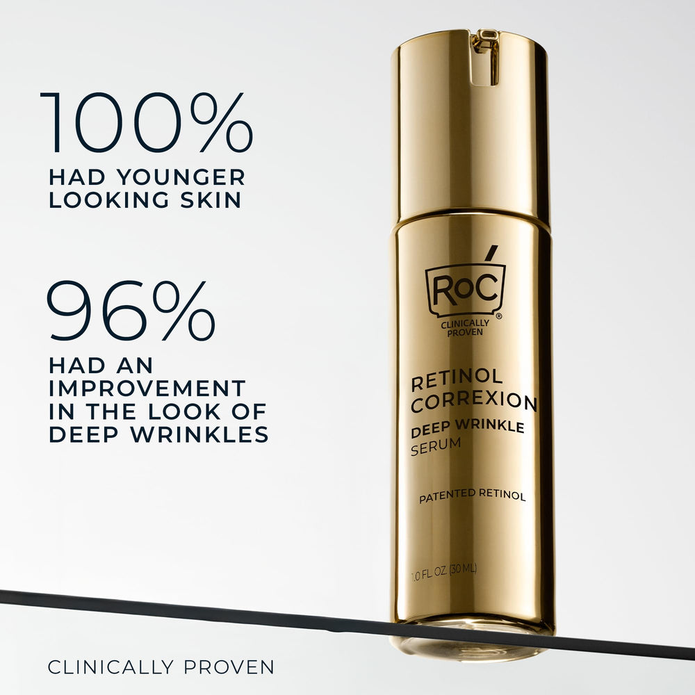 Closeup shows RoC serum texture absorbing quickly