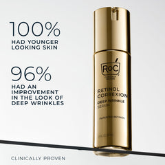 Closeup shows RoC serum texture absorbing quickly