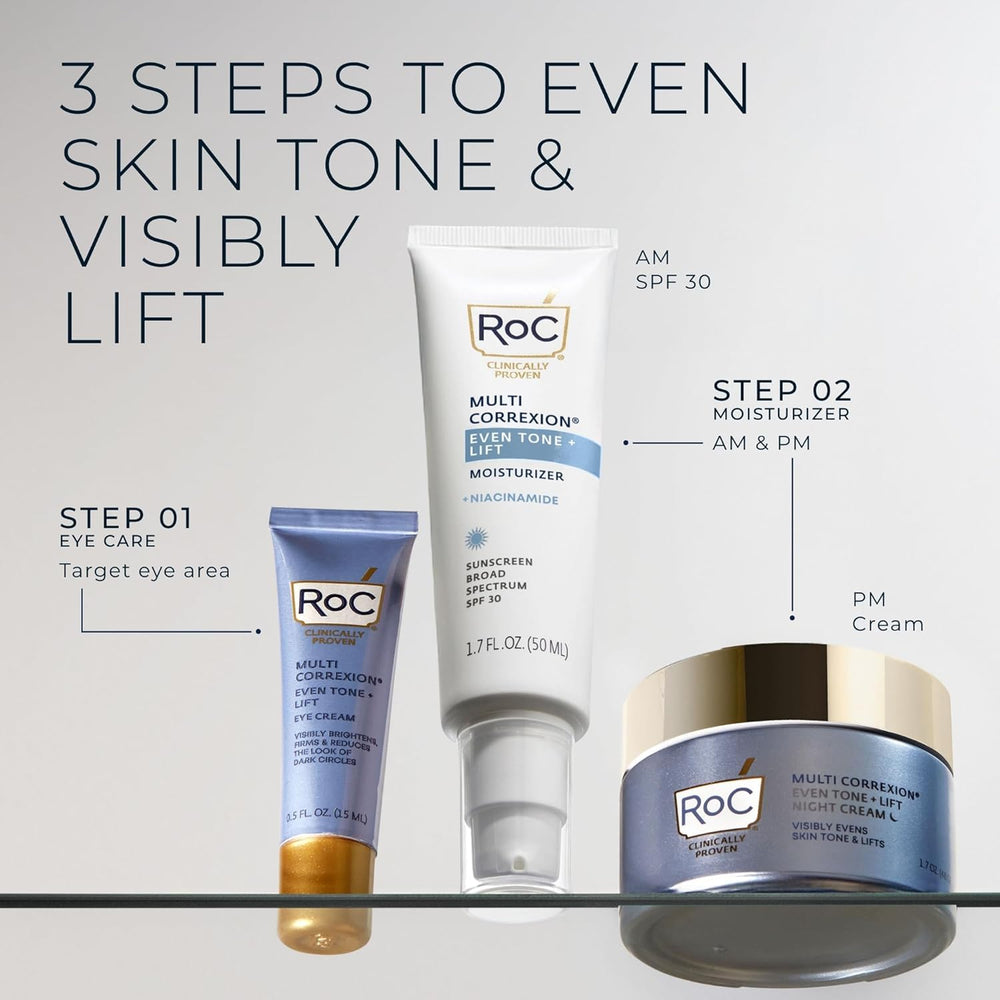 RoC skin tone glow under daylight, showcasing daytime protection.