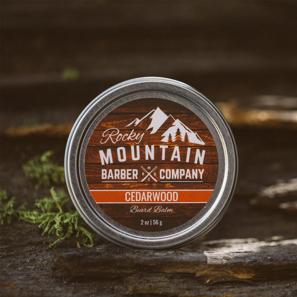 Rocky Mountain Barber Company Beard Balm includes tea tree and coconut oil for conditioning.