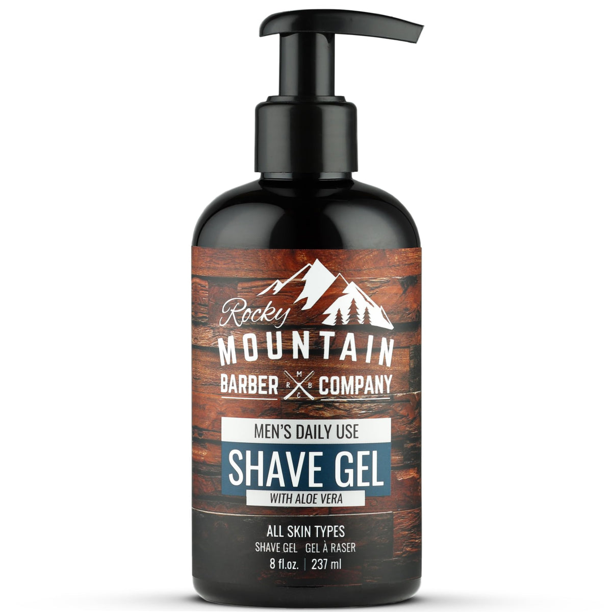 Rocky Mountain Barber Company clear shave gel with pump cap for precise shaving