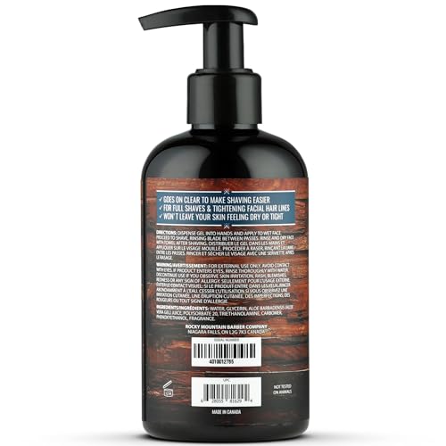 Rocky Mountain clear shave gel showing where to shave for clean lines