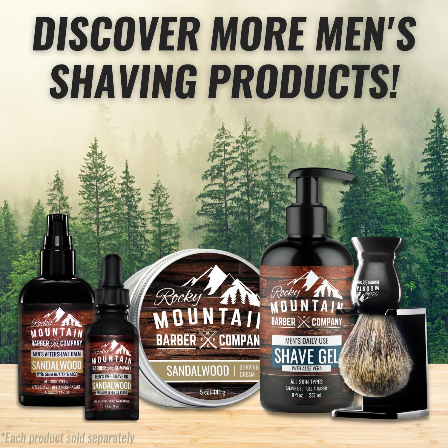 Rocky Mountain Barber Co 5oz tin on wooden surface ready to use