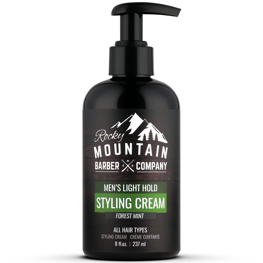 Rocky Mountain Barber Company crema para peinado con bomba, aplicación rápida.