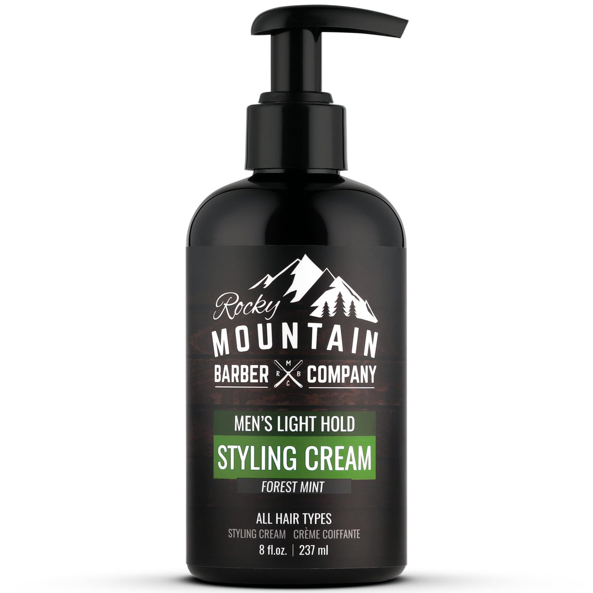 Rocky Mountain Barber Company crema para peinado con bomba, aplicación rápida.