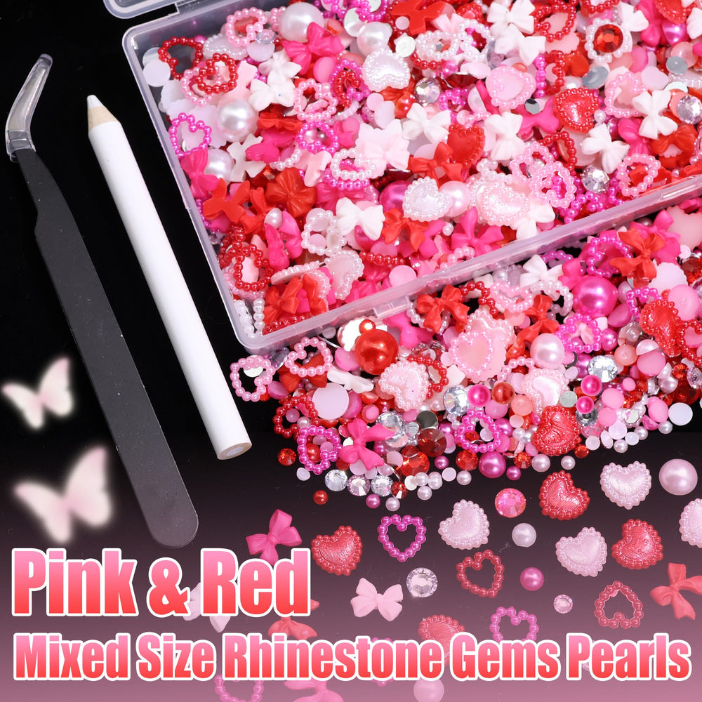 RODAKY pink-red rhinestones flatback beads for cards and tumblers