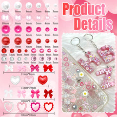 RODAKY valentines heart and bow charms set for DIY gift decor