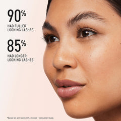 Rodan + Fields Lash Boost Serum closeup shows hydrating formula for stronger lashes.