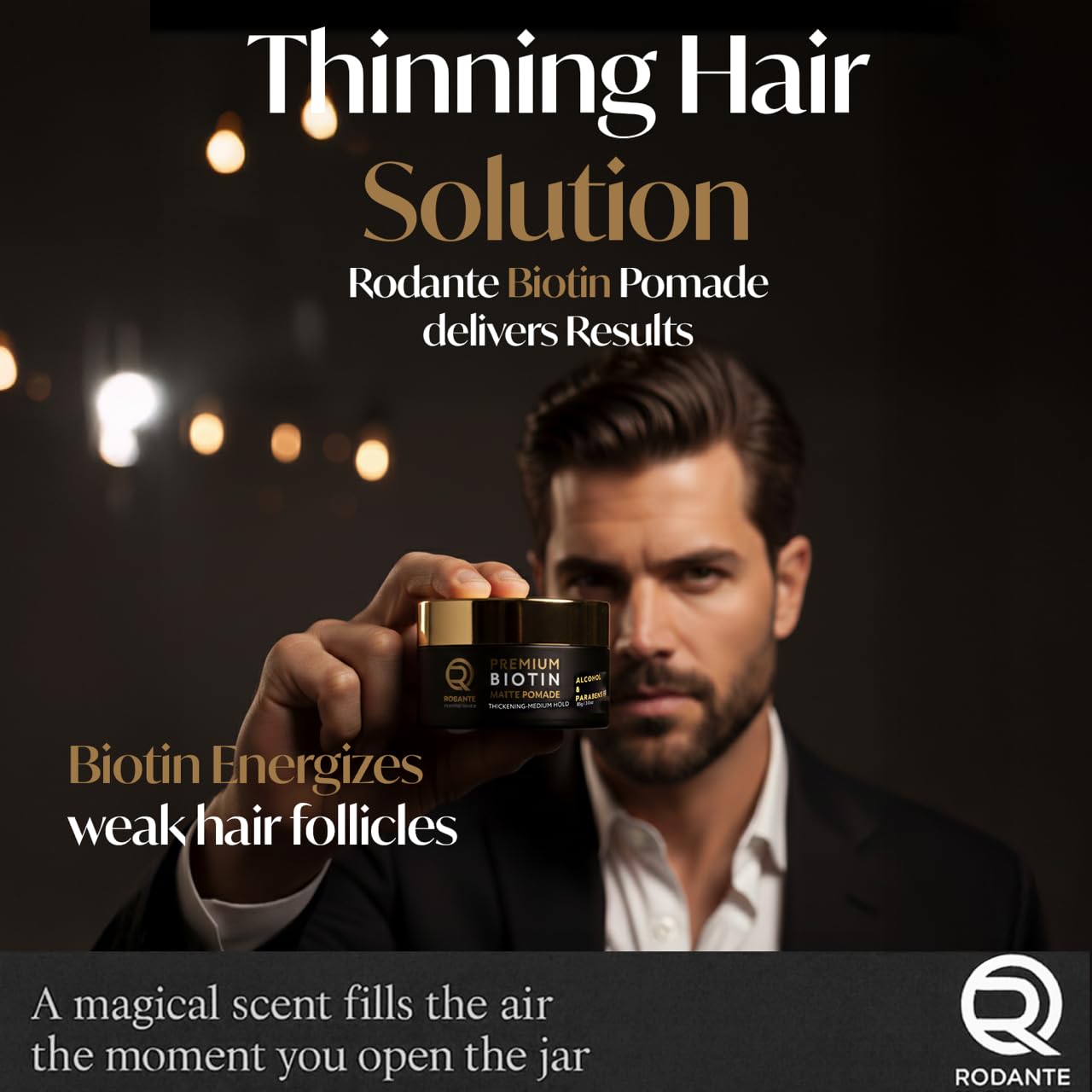 Rodante Beverly Hills Biotin pomade texture closeup showing even distribution