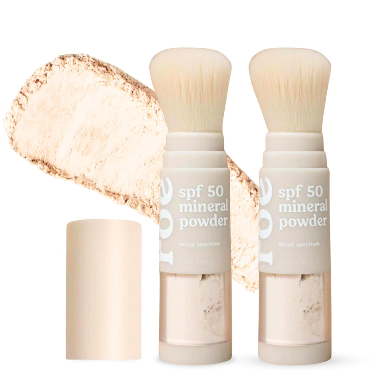 Roe Wellness kids SPF50 brush-on powder packaging highlights reef-safe sunscreen for family outings.