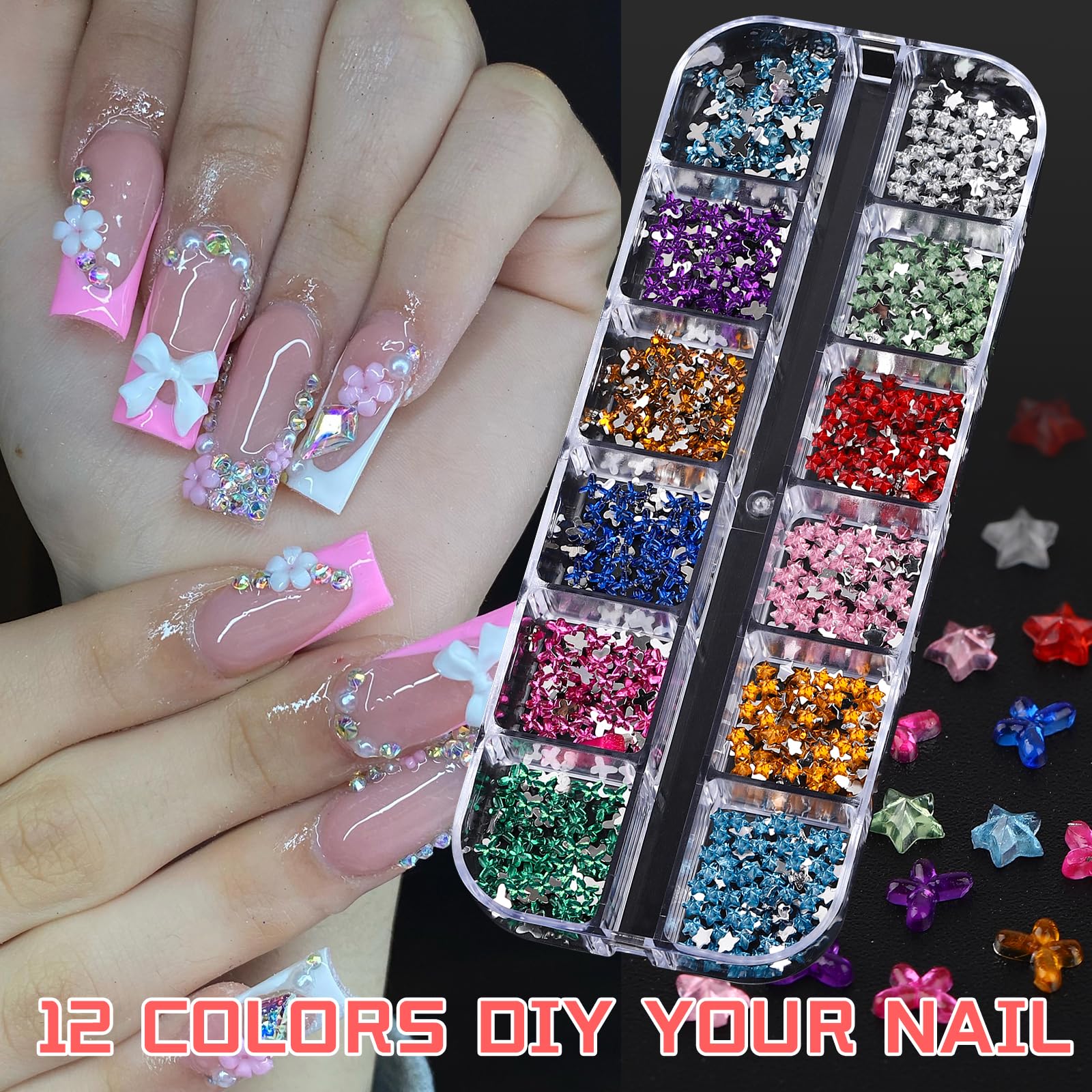 ROFIBUT flat-back gems show easy-to-apply nail art accents