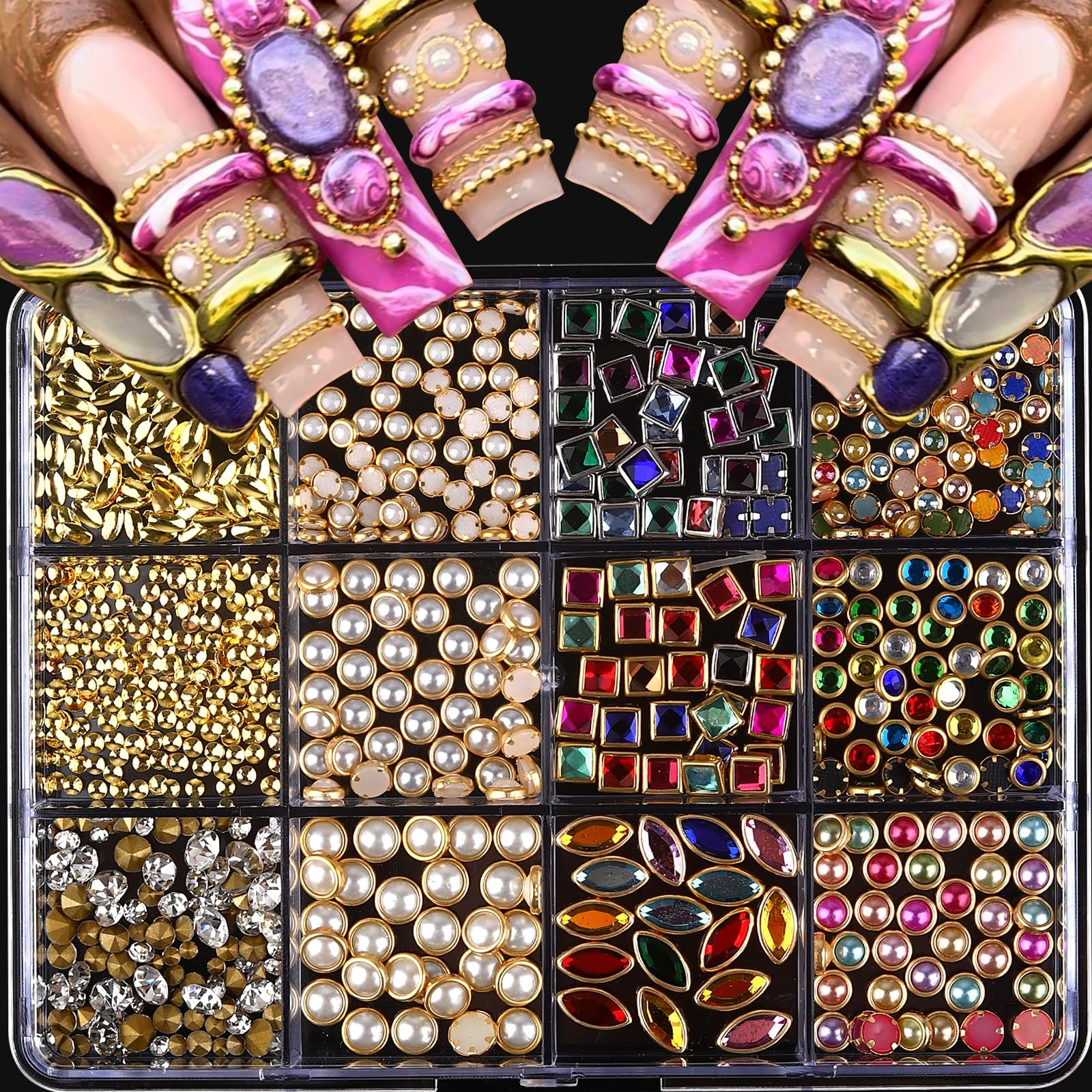 ROFIBUT luxury 3D nail charms 12 grids add vibrant color to nails