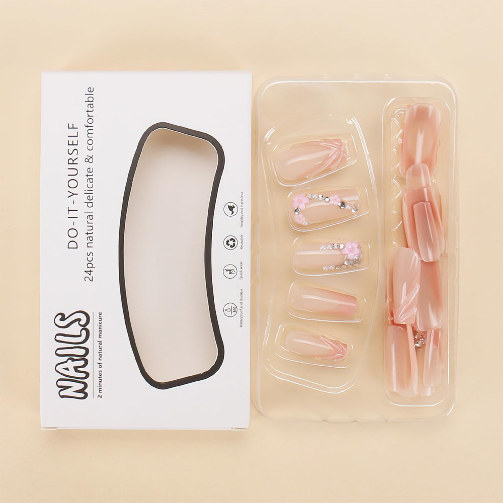 ROFIBUT 3D flower charms on nails for a graceful manicure look.
