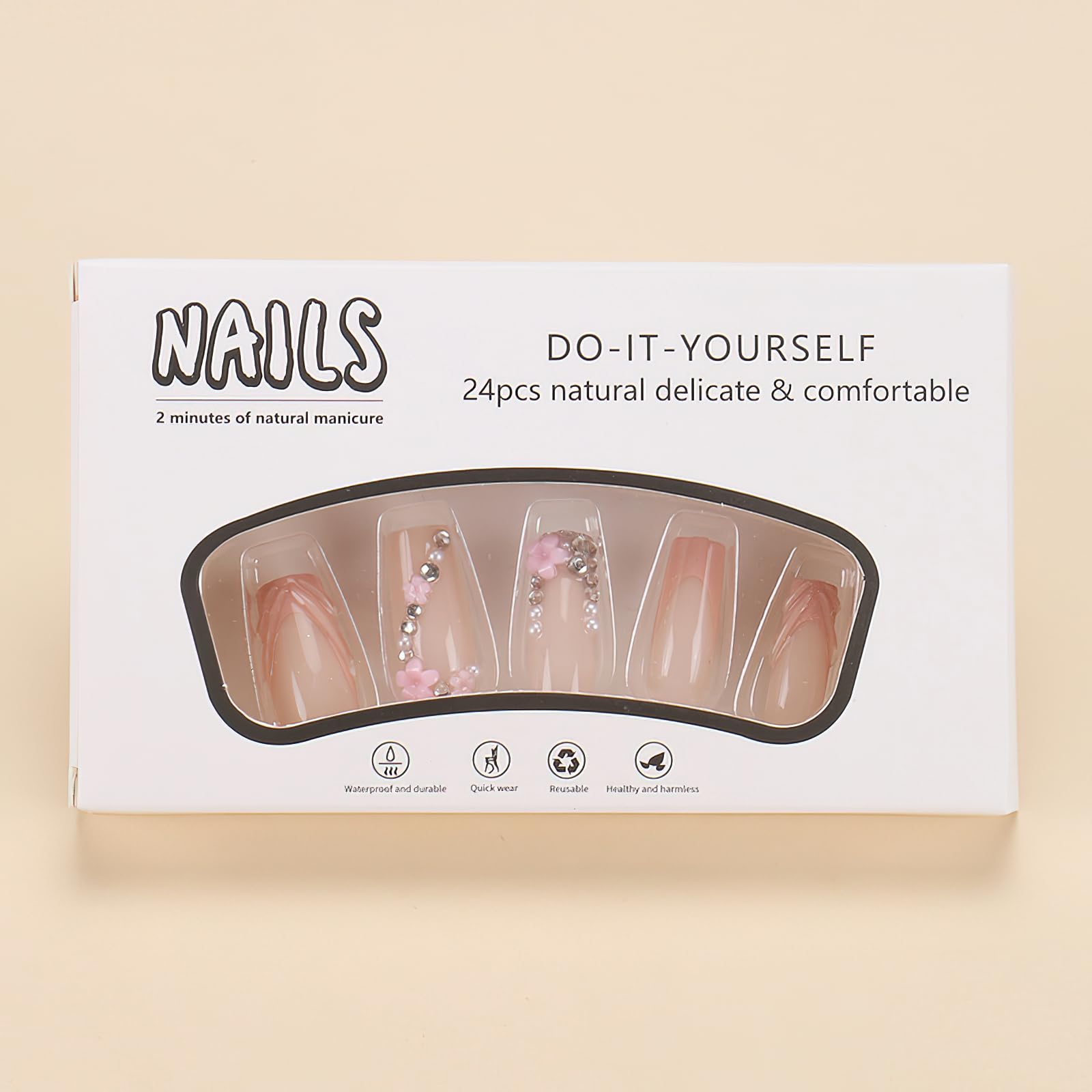 ROFIBUT reusable glue-on nails for easy quick-dress-up nails.