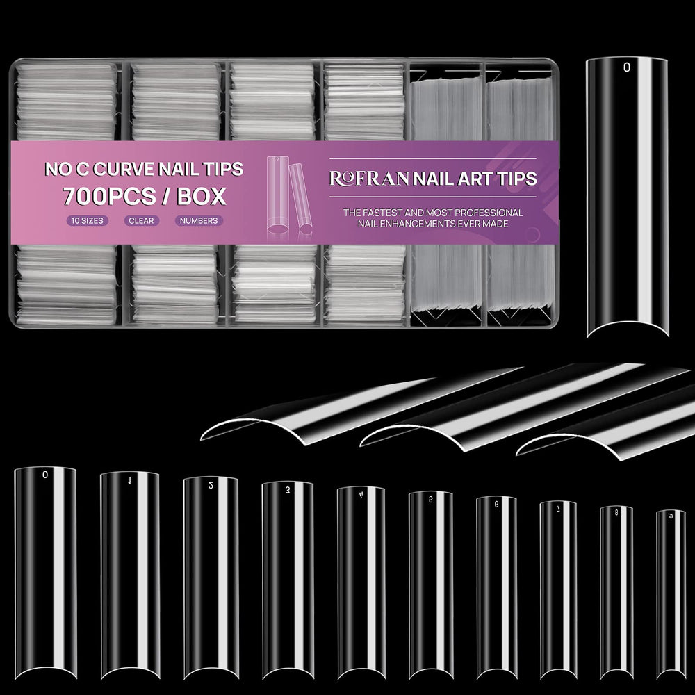 Rofran 700pcs tips uñas cuadradas sin curva, aspecto natural.