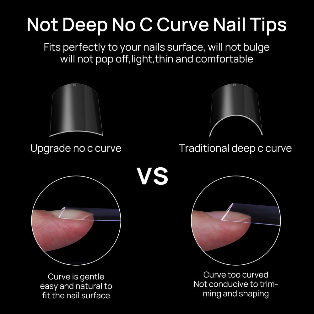 Rofran tips uñas rectos, ajuste ideal para diseño limpio.