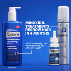 Rogaine 5% minoxidil dropper ready for precise scalp application.