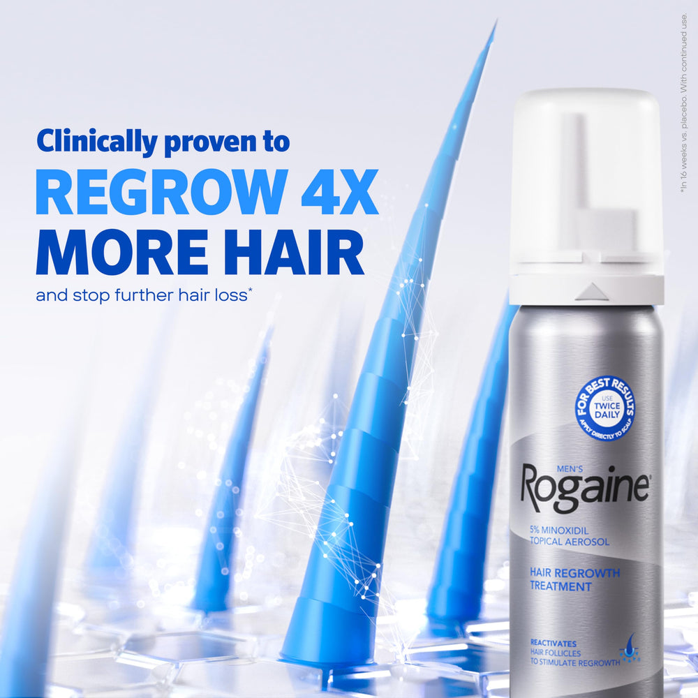 Rogaine foam half-cap application shows easy dosing