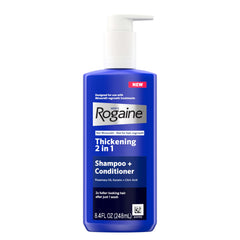Rogaine engrosante 2 en 1 para hombres ofrece mayor volumen tras el lavado.