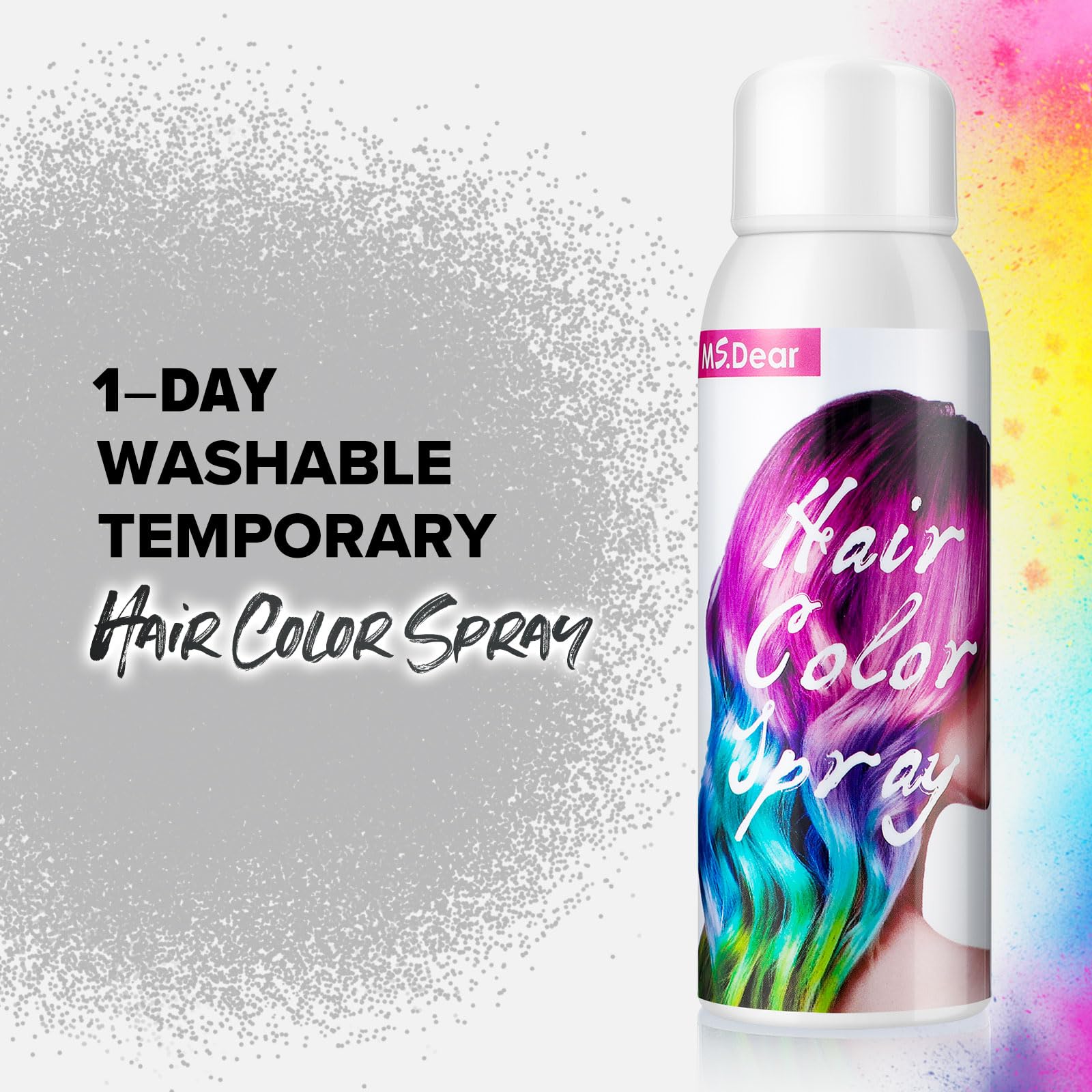 ROHVEMJ gray hair spray color on hair demonstrates simple, fast application.