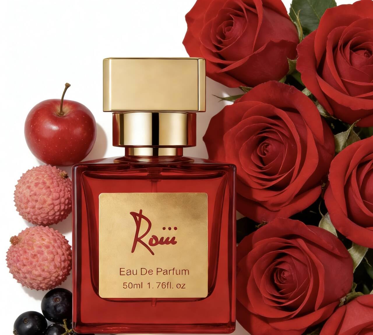 Roiii Aurora bottle angle highlights sleek lines, ideal for gifting.