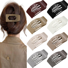Rokateam glossy black flat clip secures all-day hold on hair.
