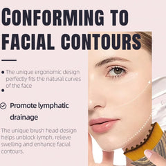 ROKATY Lymphatic Contour Brush used on forehead for smoother, uplifted appearance.