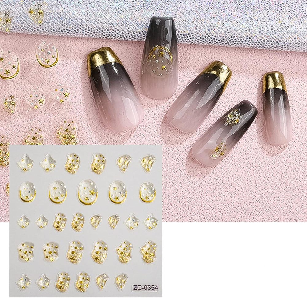 Rokhevn relieve 3D dorado para uñas elegantes