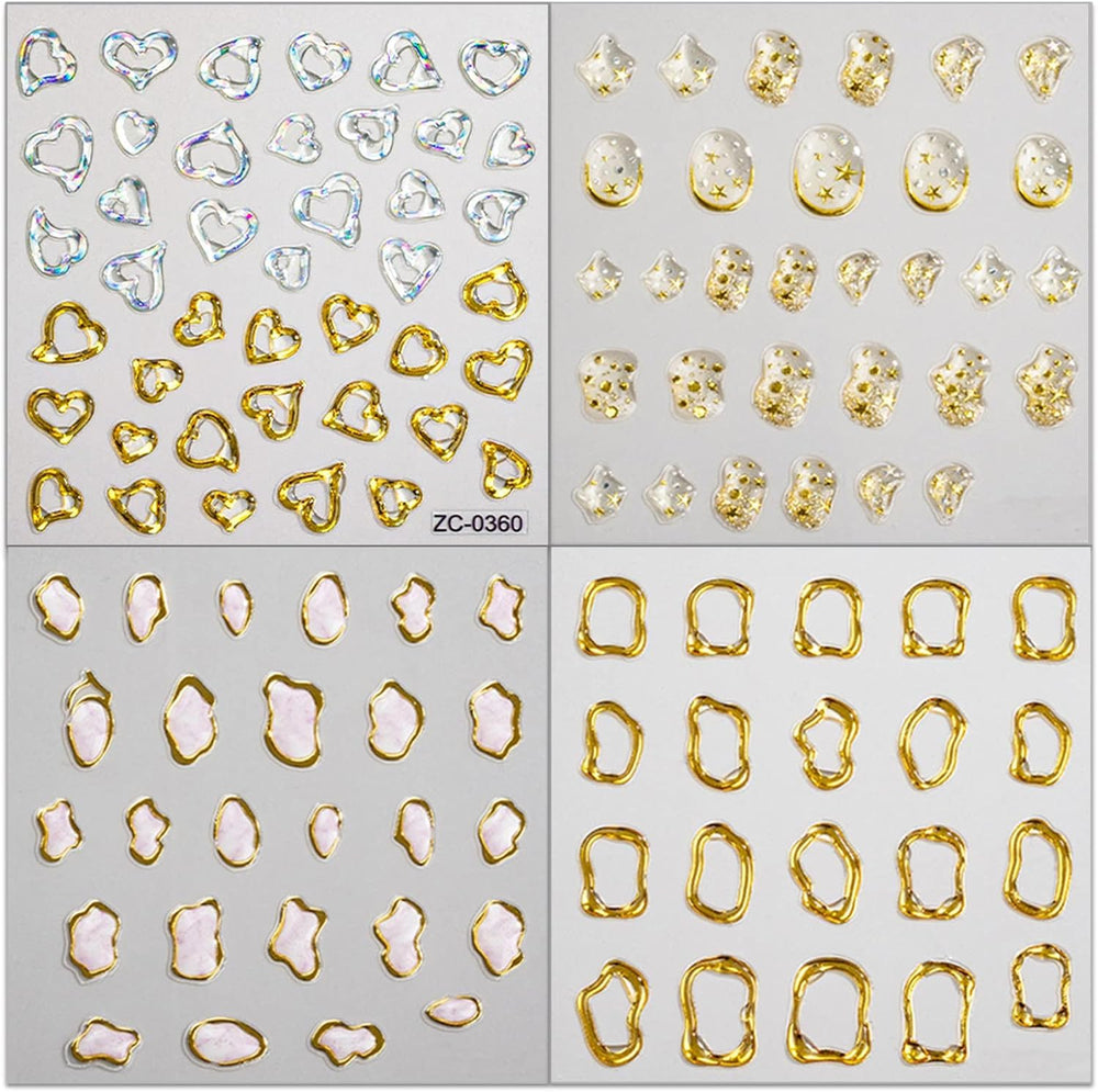 Rokhevn 5D uñas oro con gotas de agua para estilo diario