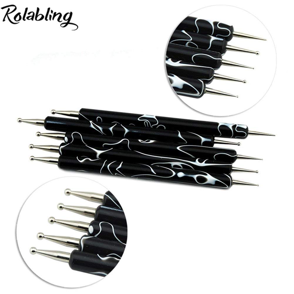 Rolabling premium alloy nail art tools with rose red handles for comfortable control