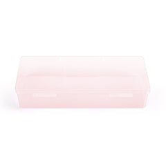 Rolabling transparent nail box lid closed, secure storage for manicure essentials.