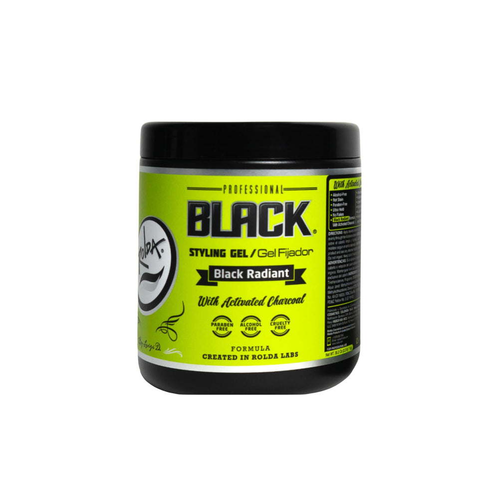 Rolda Black Styling Hair Gel front view for strong all-day hold on dark hair